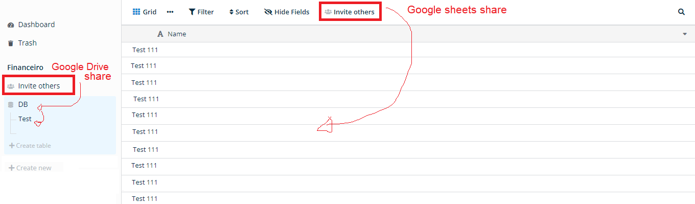 Sharing Options: Share Database ? share database table? - Feature 
