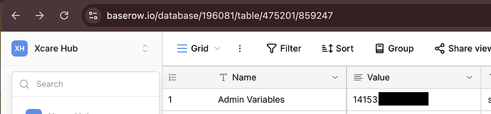 Baserow Settings Table & Row