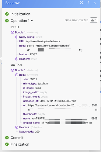 1. File upload Response