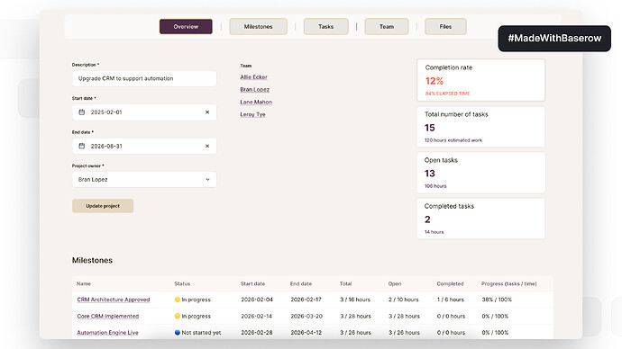 Work management platform template