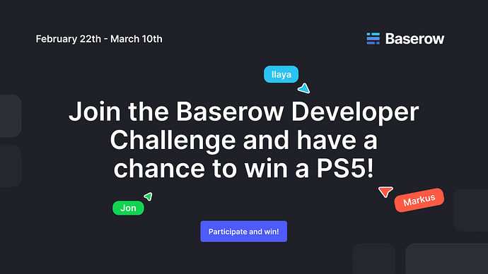 Baserow Challenge Giveaway card